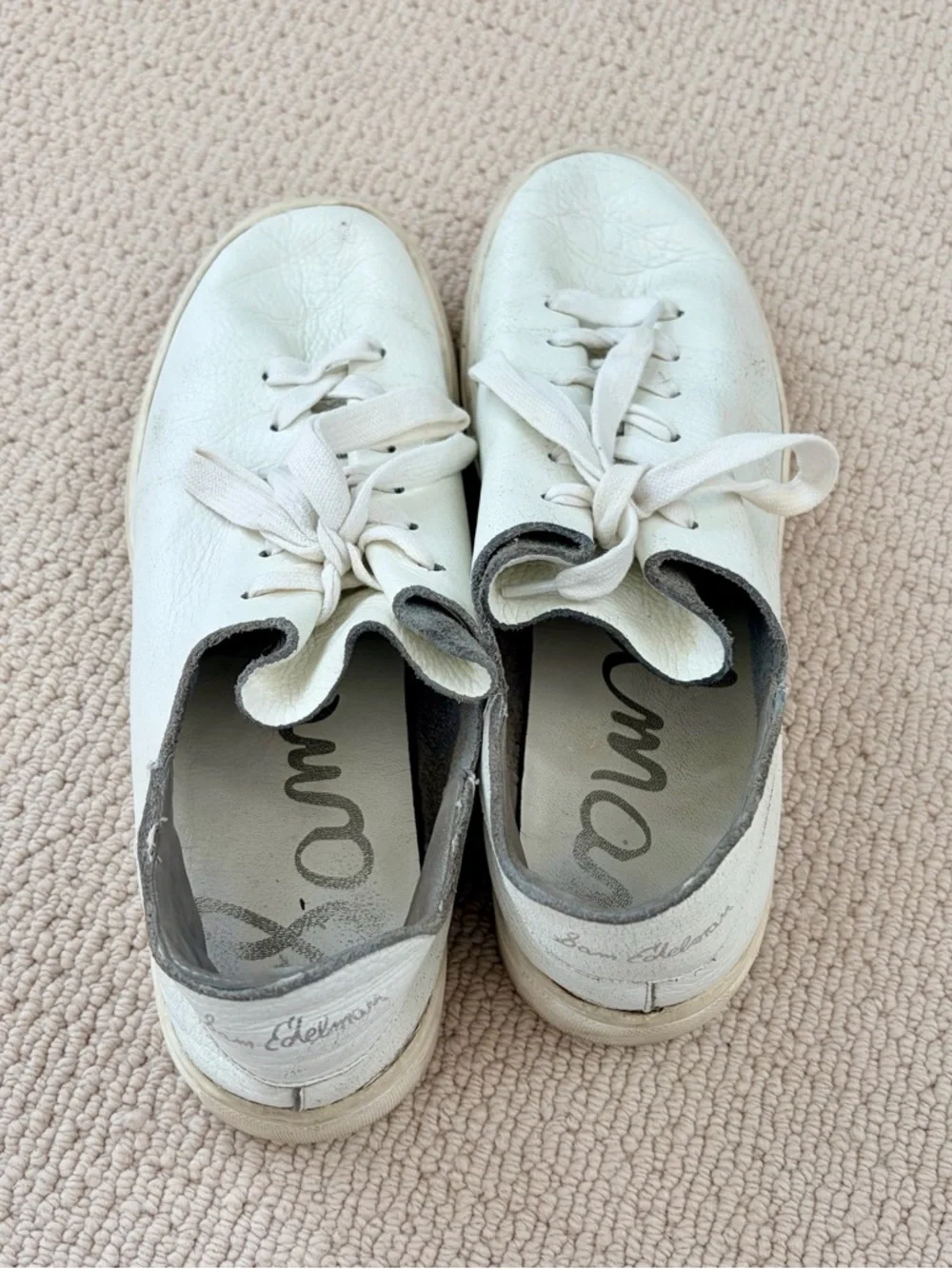 Sam Edelman White Leather Lace-Up Sneakers Size 11